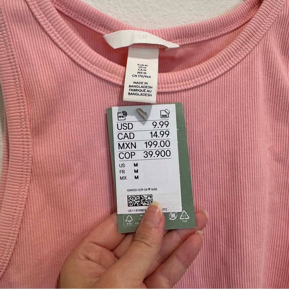 SET of TWO NWT H&M Pink and Blue Ribbed Crop Tops - Picture 6 of 10